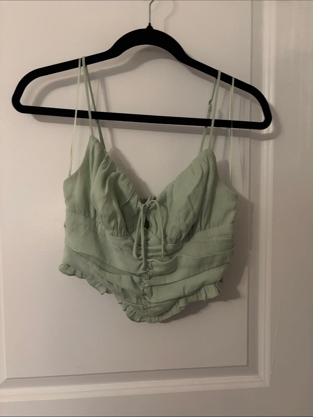 Cotton Candy Mint Drawstring Ruched Cami with Adjustable Straps